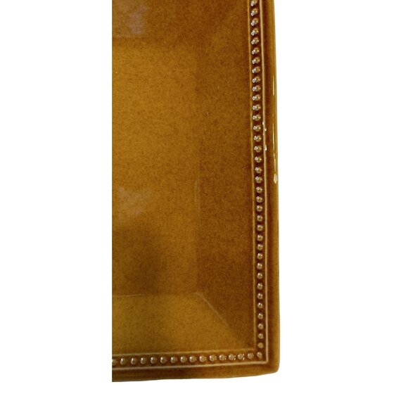 Pier 1 Imports Spice Route Ginger Square Beaded Stoneware 2-Dinner Plates 10.5" - Picture 3 of 10